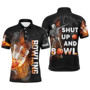 Funny Men Polo Bowling Shirt, Skull Bowlers&hellip;