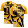 Gold Black Geometric Shapes Sublimation Soccer Uniform Jersey, Custom Team Soccer Jersey Shirt