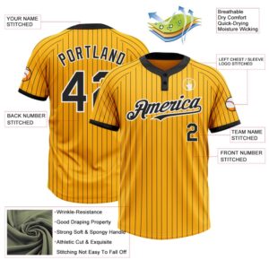 Gold Black Pinstripe White Two Button Unisex Softball Jersey Custom Team Softball Jersey 3 ss4tix.jpg
