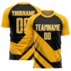 Gold Black White Lines Sublimation Soccer Uniform Jersey, Custom Team Soccer Jersey Shirt Gold Black White Lines Sublimation Soccer Uniform Jersey, Custom Team Soccer Jersey Shirt
