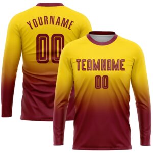 Gold Crimson Sublimation Long Sleeve Fade Fashion&hellip;