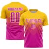 Gold Dark Purple Orange Sublimation Soccer Uniform Jersey, Custom Team Soccer Jersey Shirt