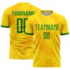 Gold Green Sublimation Fade Fashion Soccer Uniform Jersey, Custom Team Soccer Jersey Shirt