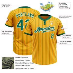 Gold Kelly Green Pinstripe White Two Button Unisex Softball Jersey Custom Team Softball Jersey 3 qn0rd3.jpg