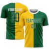 Gold Kelly Green White Sublimation Soccer Uniform Jersey, Custom Team Soccer Jersey Shirt