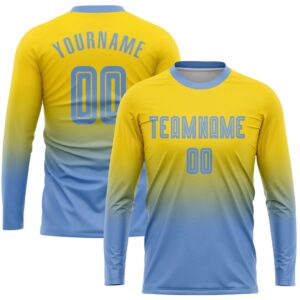 Gold Light Blue Sublimation Long Sleeve Fade&hellip;