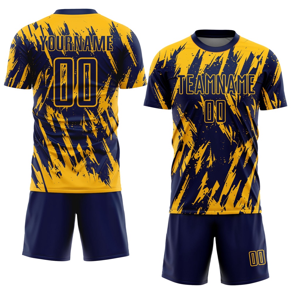 Gold Navy Sublimation Soccer Uniform Jersey, Custom Team Soccer Jersey Shirt