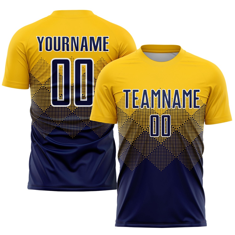 Gold Navy White Sublimation Soccer Uniform Jersey, Custom Team Soccer Jersey Shirt Gold Navy White Sublimation Soccer Uniform Jersey, Custom Team Soccer Jersey Shirt