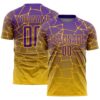 Gold Purple Sublimation Long Sleeve Fade Fashion Soccer Uniform Jersey, Custom Team Soccer Jersey Shirt