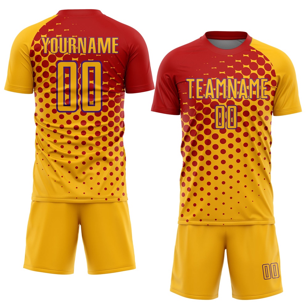 Gold Red Purple Sublimation Soccer Uniform Jersey, Custom Team Soccer Jersey Shirt