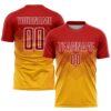 Gold Red White Sublimation Split Fashion Soccer Uniform Jersey, Custom Team Soccer Jersey Shirt