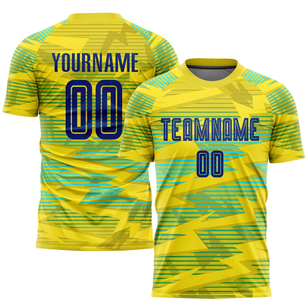 Gold Royal Light Blue Away Sublimation Soccer Uniform Jersey, Custom Team Soccer Jersey Shirt
