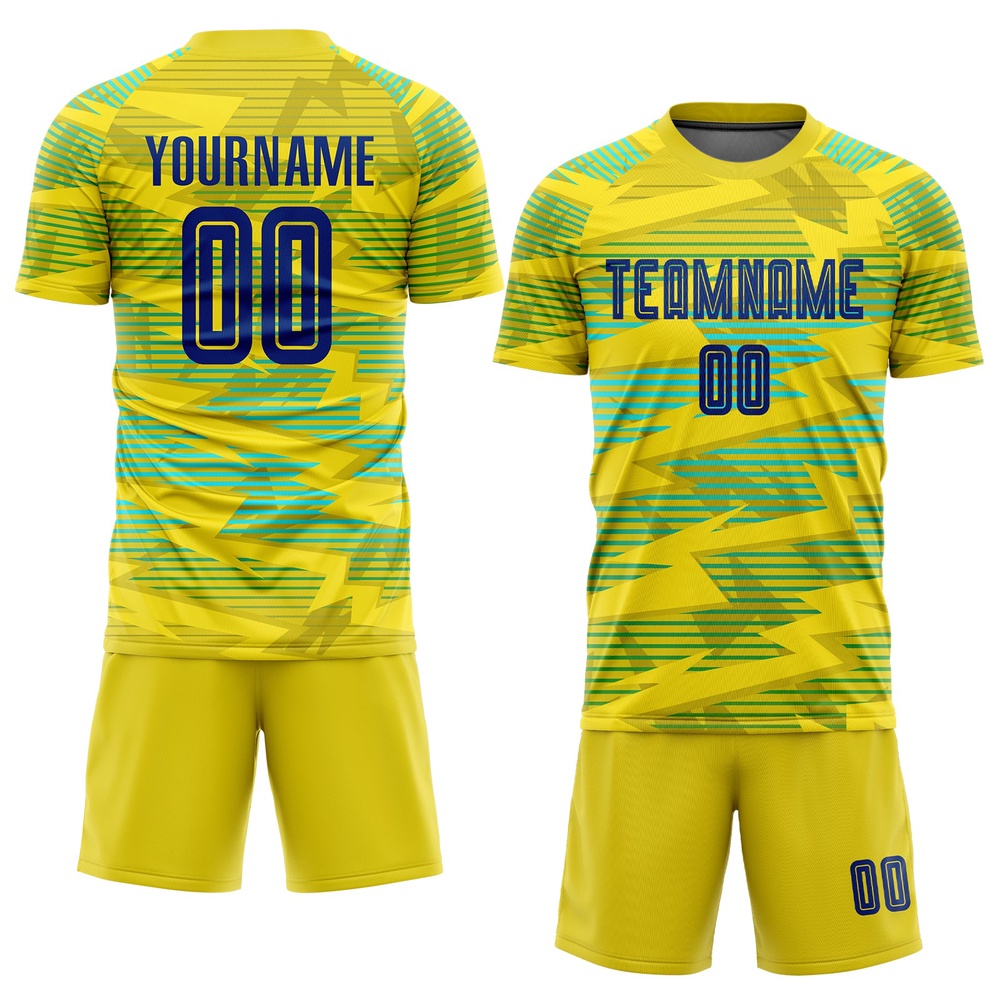 Gold Royal Light Blue Away Sublimation Soccer Uniform Jersey, Custom Team Soccer Jersey Shirt