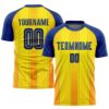 Gold Royal Sublimation Fade Fashion Soccer Uniform Jersey, Custom Team Soccer Jersey Shirt Gold Royal Sublimation Fade Fashion Soccer Uniform Jersey, Custom Team Soccer Jersey Shirt