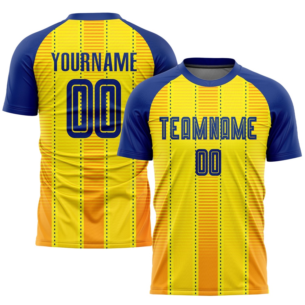 Gold Royal Orange Sublimation Soccer Uniform Jersey, Custom Team Soccer Jersey Shirt