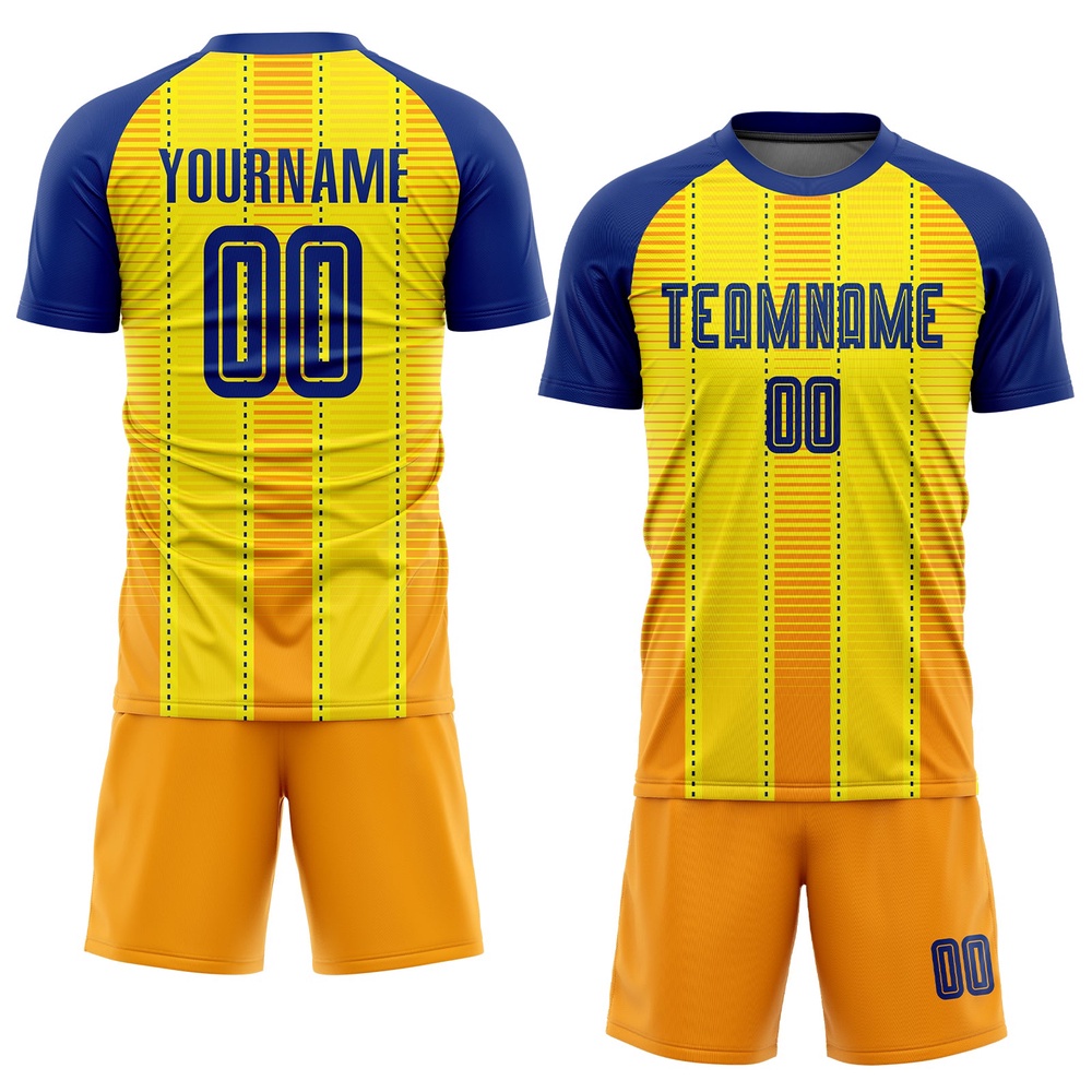 Gold Royal Orange Sublimation Soccer Uniform Jersey, Custom Team Soccer Jersey Shirt