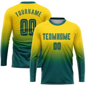 Gold Teal Sublimation Long Sleeve Fade Fashion&hellip;