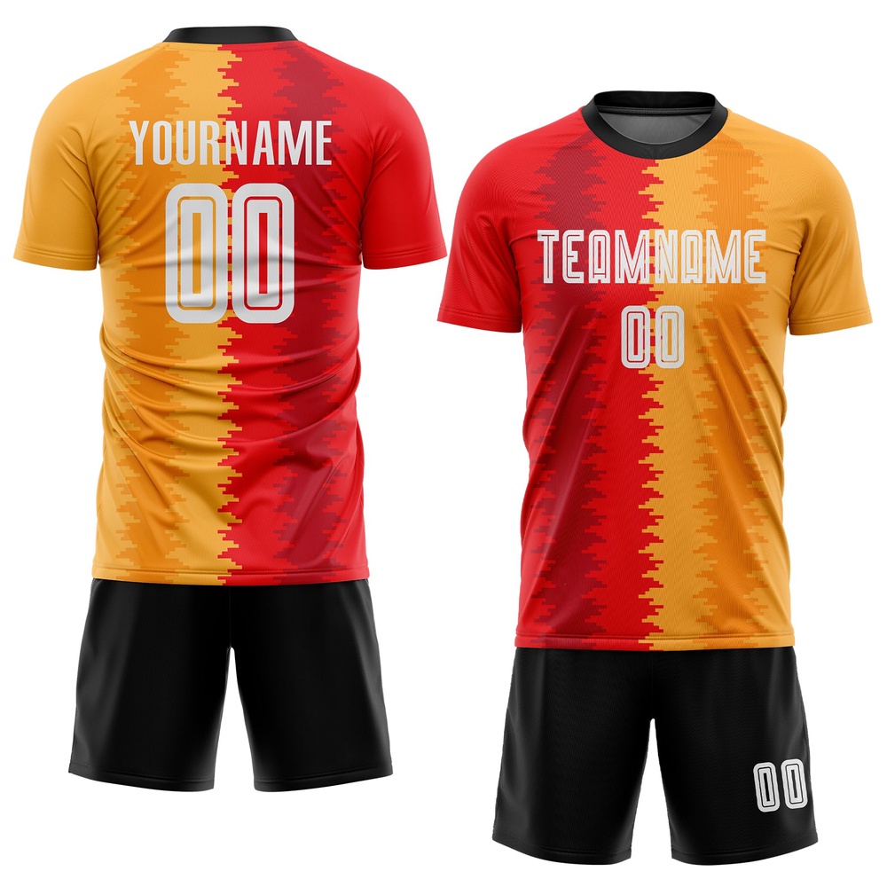 Gold White Black Sublimation Soccer Uniform Jersey, Custom Team Soccer Jersey Shirt Gold White Black Sublimation Soccer Uniform Jersey, Custom Team Soccer Jersey Shirt