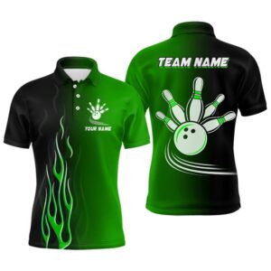 Gradient Black Green Bowling League Polo Shirt&hellip;