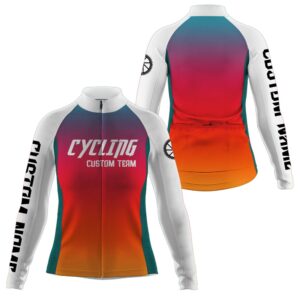 Gradient Orange Women Cycling Jersey With 3 Pockets Anti Uv Reflective Shirt Custom Bicycling Gear Custom Mono Cycling Jersey 2 c3tepr.jpg