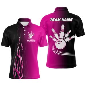Gradient Pink & Black Bowling League Polo&hellip;