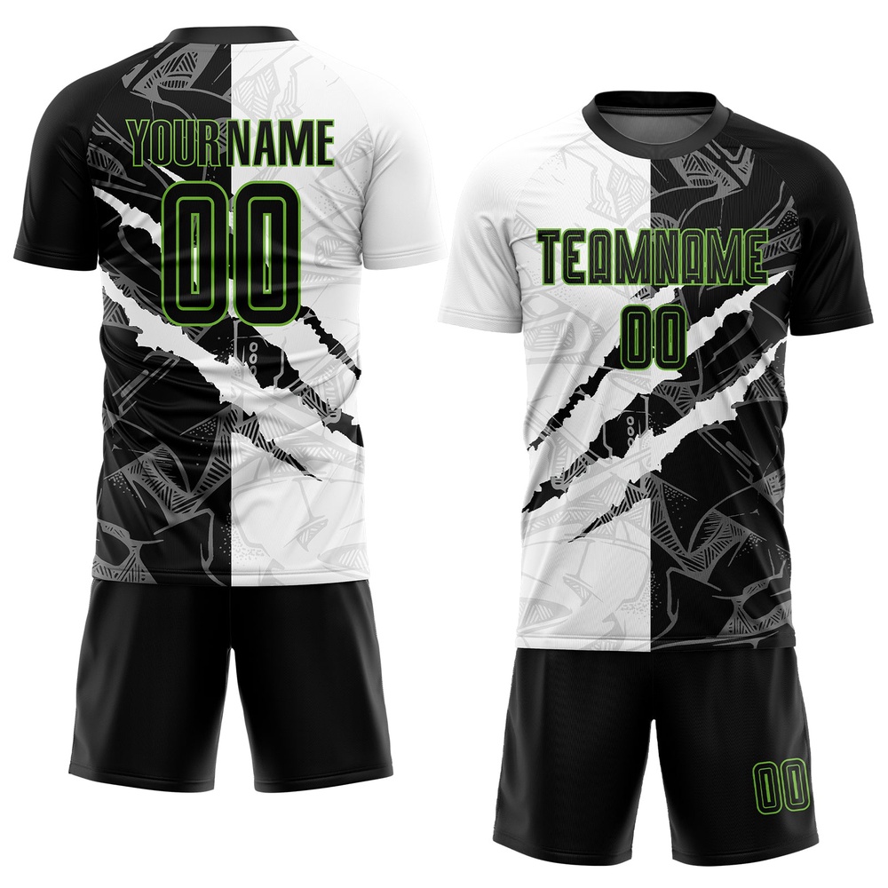 Graffiti Pattern Black Neon Green Scratch Sublimation Soccer Uniform Jersey, Custom Team Soccer Jersey Shirt Graffiti Pattern Black Neon Green Scratch Sublimation Soccer Uniform Jersey, Custom Team Soccer Jersey Shirt