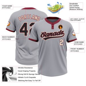 Gray Black Crimson Cream Two Button Unisex Softball Jersey Custom Team Softball Jersey 3 xvuiax.jpg