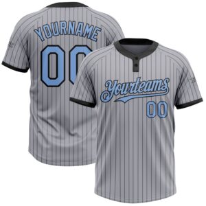 Gray Black Pinstripe Light Blue Two Button&hellip;