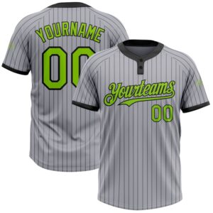 Gray Black Pinstripe Neon Green Two Button&hellip;