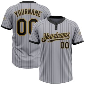 Gray Black Pinstripe Old Gold Two Button&hellip;