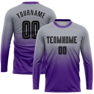 Gray Black Purple Sublimation Long Sleeve Fade&hellip;