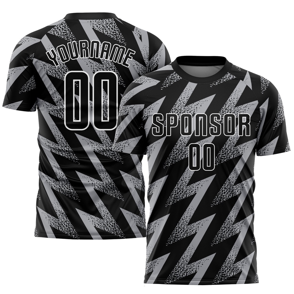 Gray Black White Sublimation Soccer Uniform Jersey, Custom Team Soccer Jersey Shirt