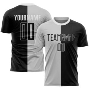 Gray Black White Sublimation Split Fashion Soccer&hellip;