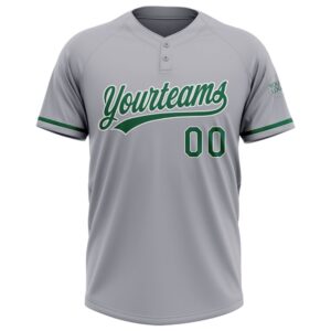 Gray Kelly Green White Two Button Unisex Softball Jersey Custom Team Softball Jersey 2 bflkfb.jpg