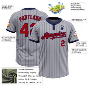 Gray Navy Pinstripe Red Two Button Unisex Softball Jersey Custom Team Softball Jersey 3 marm3e.jpg