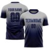 Gray Navy Sublimation Long Sleeve Fade Fashion Soccer Uniform Jersey, Custom Team Soccer Jersey Shirt