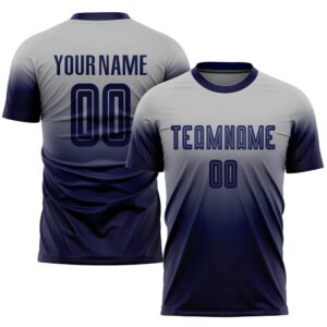 Gray Navy Sublimation Fade Fashion Soccer Uniform&hellip;