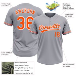 Gray Orange White Two Button Unisex Softball Jersey Custom Team Softball Jersey 3 ucrehm.jpg