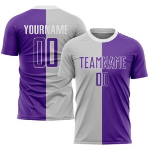 Gray Purple White Sublimation Split Fashion Soccer&hellip;