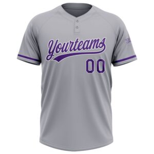 Gray Purple White Two Button Unisex Softball Jersey Custom Team Softball Jersey 2 vnhi3a.jpg