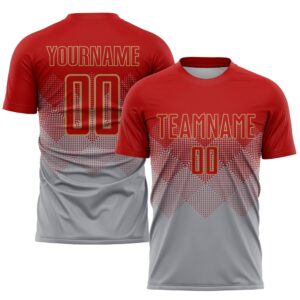 Gray Red Old Gold Sublimation Soccer Uniform&hellip;
