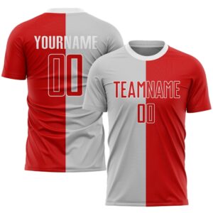 Gray Red White Sublimation Split Fashion Soccer&hellip;