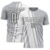 Gray White Black Pinstripe Sublimation Soccer Uniform Jersey, Custom Team Soccer Jersey Shirt