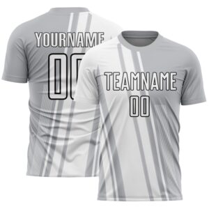 Gray White Black Lines Sublimation Soccer Uniform&hellip;