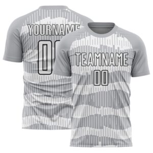 Gray White Black Pinstripe Sublimation Soccer Uniform&hellip;