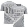 Gray White Geometric Shapes Sublimation Soccer Uniform Jersey, Custom Team Soccer Jersey Shirt