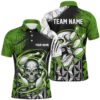 Green And Black Custom Flame Bowling Shirts For Men, Bowling Team Shirts Bowling Uniform, Personalized Bowling Team Shirt
