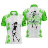 Green And White Men’s Golf Polo Shirts Custom Just One More Hole I Promise Golf Attire For Men’s, Golf Polo Shirt, Golf Shirts