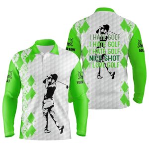 Green And White Men s Golf Polo Shirt I Hate Golf Nice Shot I Love Golf Custom Name Funny Golf Gifts Golf Polo Shirt Golf Shirts 2 wvs0oh.jpg