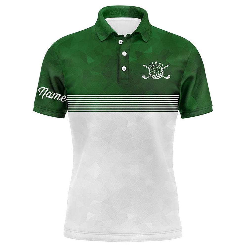 Green And White Men’s Golf Polo Shirts Custom Name Golf Shirts For Men, Golf Polo Shirt, Golf Shirts